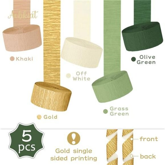 Olive Green Crepe Paper Streamers Set Wedding Birthday Baby Shower Decor - Picture 2 of 7
